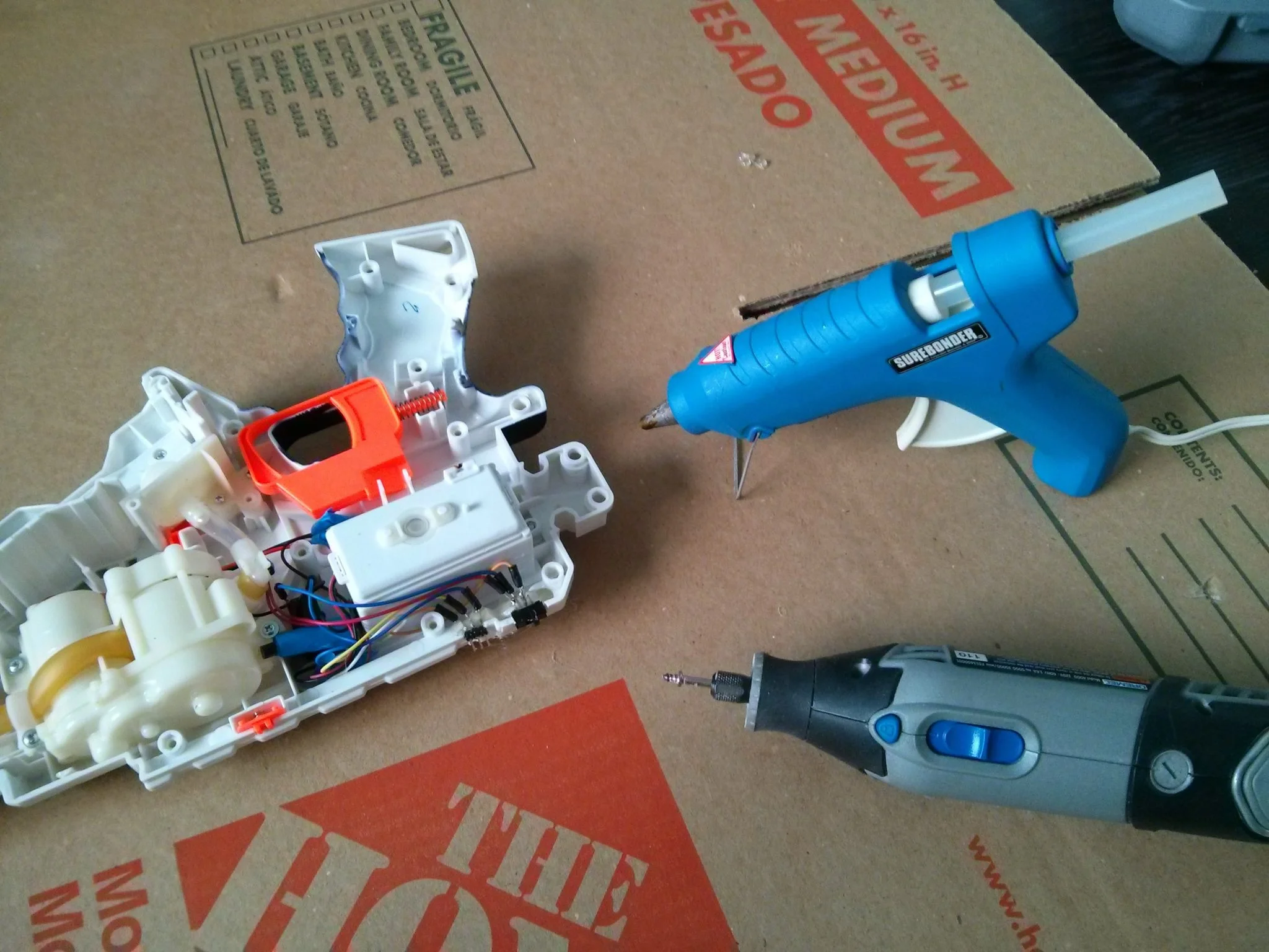 Dremeled out a spot for the aux firing control pieces and ready to glue them in.