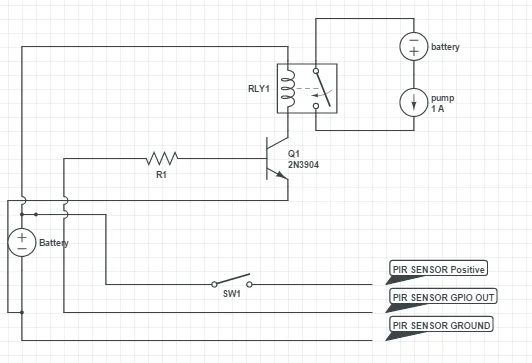 The Motion sensative water gun schematic
